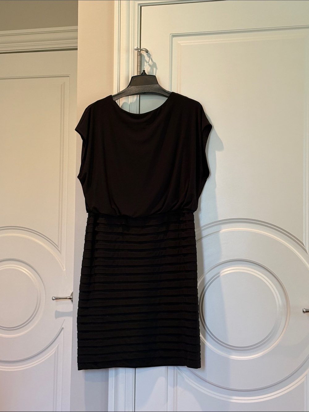 Adrianna Papell Black Blouson Sheath Dress